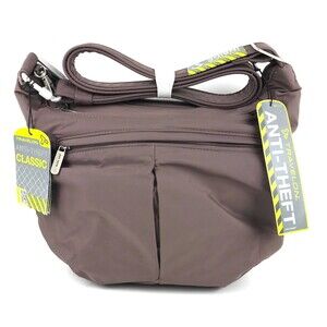 Travelon Anti-Theft RFID Classic Light Slouch Hobo Bag Purse Handbag Mocha 42857